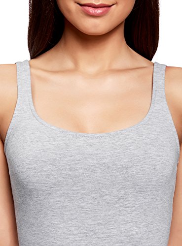 oodji Ultra Mujer Vestido-Camiseta de Tirantes de Punto, Gris, ES 38 / S