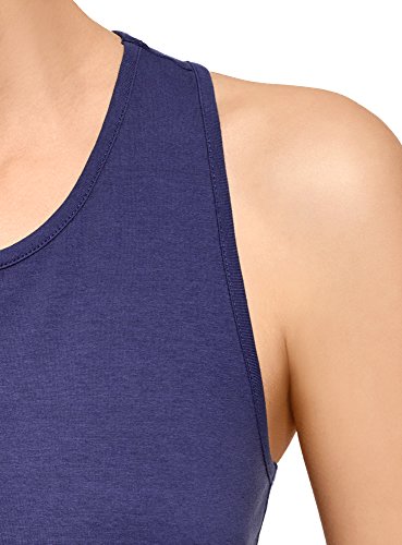 oodji Ultra Mujer Vestido de Algodón Ajustado, Azul, ES 40 / M