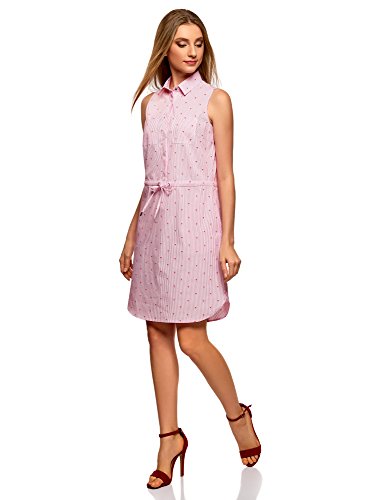 oodji Ultra Mujer Vestido de Algodón, Rosa, ES 38 / S