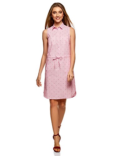 oodji Ultra Mujer Vestido de Algodón, Rosa, ES 38 / S