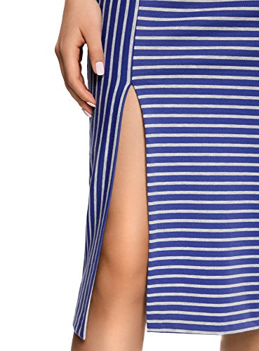 oodji Ultra Mujer Vestido de Corte Asimétrico con Abertura, Gris, ES 36 / XS