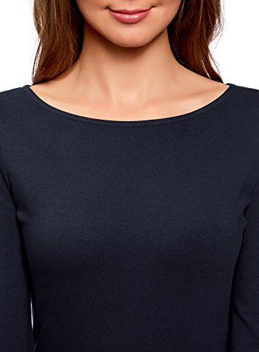 oodji Ultra Mujer Vestido de Punto Ajustado, Azul, ES 34 / XXS