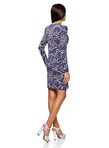 oodji Ultra Mujer Vestido de Punto Ajustado, Azul, ES 34 / XXS