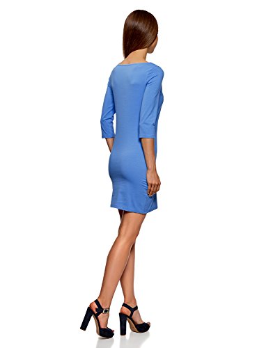 oodji Ultra Mujer Vestido de Punto Básico, Azul, ES 34 / XXS