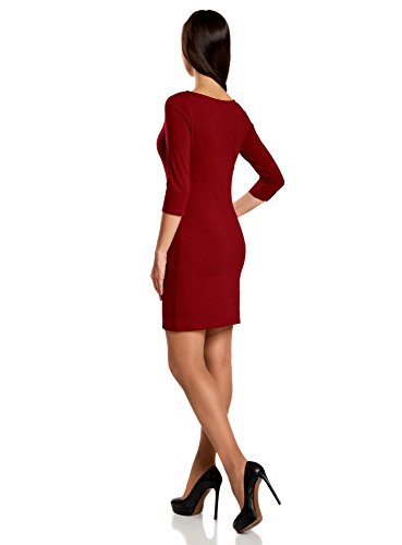 oodji Ultra Mujer Vestido de Punto Básico, Rojo, ES 34 / XXS