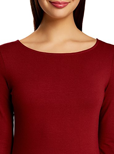 oodji Ultra Mujer Vestido de Punto Básico, Rojo, ES 34 / XXS