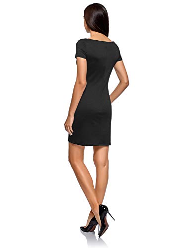 oodji Ultra Mujer Vestido de Punto con Escote Barco, Negro, ES 42 / L