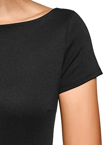 oodji Ultra Mujer Vestido de Punto con Escote Barco, Negro, ES 42 / L