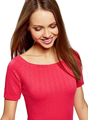 oodji Ultra Mujer Vestido de Punto con Escote Barco, Rosa, ES 36 / XS