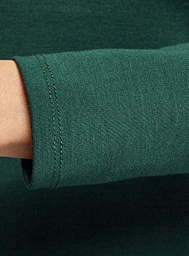 oodji Ultra Mujer Vestido de Punto con Mangas Largas, Verde, ES 36 / XS