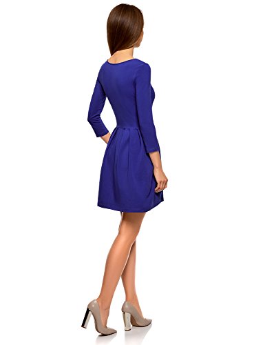 oodji Ultra Mujer Vestido de Punto Entallado, Azul, ES 36 / XS
