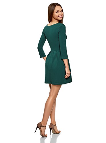 oodji Ultra Mujer Vestido de Punto Entallado, Verde, ES 36 / XS
