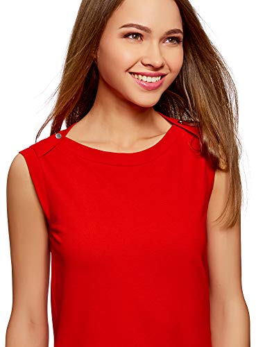 oodji Ultra Mujer Vestido de Tejido Piqué, Rojo, ES 34 / XXS