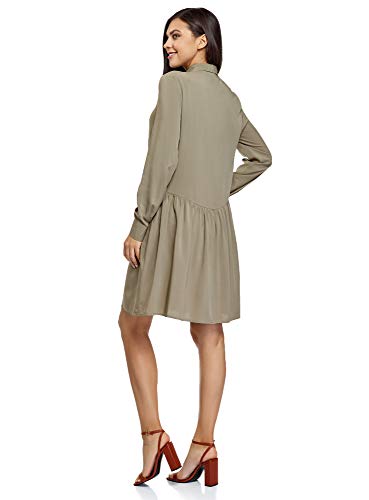 oodji Ultra Mujer Vestido de Viscosa Holgado, Verde, ES 36 / XS