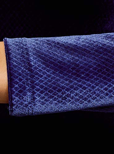 oodji Ultra Mujer Vestido Entallado con Escote Barco, Azul, ES 36 / XS