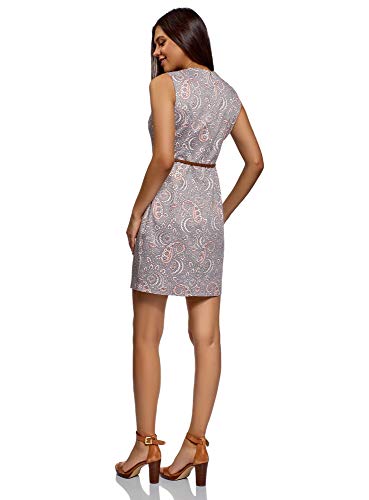 oodji Ultra Mujer Vestido Entallado sin Mangas, Gris, ES 44 / XL