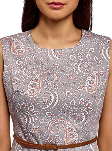 oodji Ultra Mujer Vestido Entallado sin Mangas, Gris, ES 44 / XL