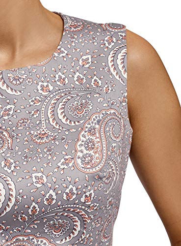 oodji Ultra Mujer Vestido Entallado sin Mangas, Gris, ES 44 / XL
