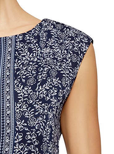 oodji Ultra Mujer Vestido Estampado de Gasa, Azul, ES 38 / S