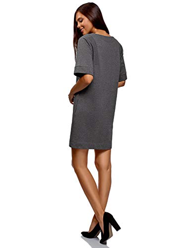 oodji Ultra Mujer Vestido Recto de Algodón, Gris, ES 42 / L