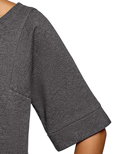 oodji Ultra Mujer Vestido Recto de Algodón, Gris, ES 42 / L
