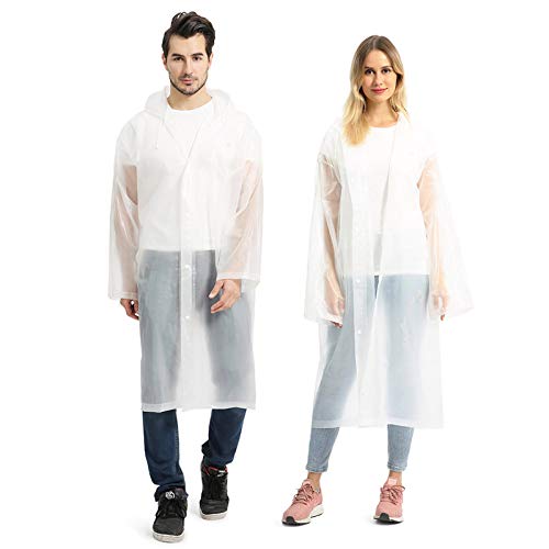 Opret Chubasqueros Impermeable (Paquete de 2), Ponchos Impermeables Capa Lluvia con Mangas y Capucha para Mujer y Hombre, Chubasquero Transparente