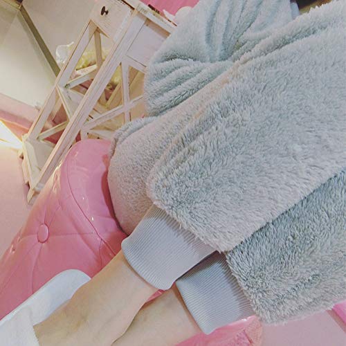 ORANDESIGNE Mujer Otoño Invierno Pijama de Dos Piezas Pijamas de Franela Suave Cálida Ropa de Dormir Pijamas de Manga Larga Gris Búho ES 34