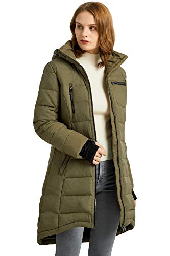 Orolay Abrigo de Chaqueta de Plumón para Mujer de Longitud Media Ejercito Verde X-Small