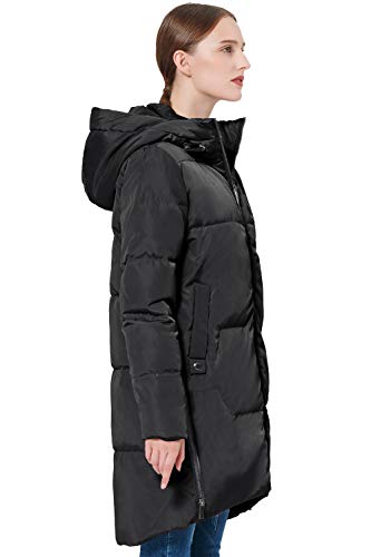 Orolay Chaqueta de Invierno Abrigo de Plumas con Estilo con Capucha Negro X-Large