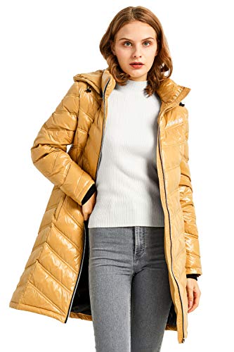 Orolay Chaqueta de Plumas Acolchada para Mujer Abrigo de Invierno Engrosado con Capucha Desmontable