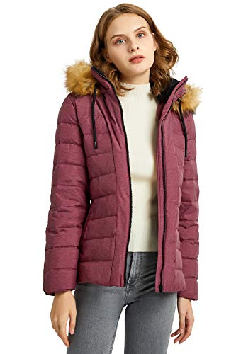 Orolay Chaqueta de Plumón al Aire Libre para Mujer con Capucha Abrigo Corto Acolchado de Invierno