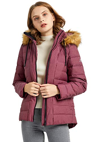 Orolay Chaqueta de Plumón al Aire Libre para Mujer con Capucha Abrigo Corto Acolchado de Invierno