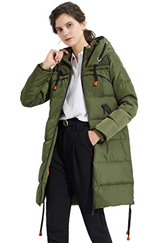 Orolay Contraste Esprosado Color Cordón Chaqueta con Capucha Verde XL