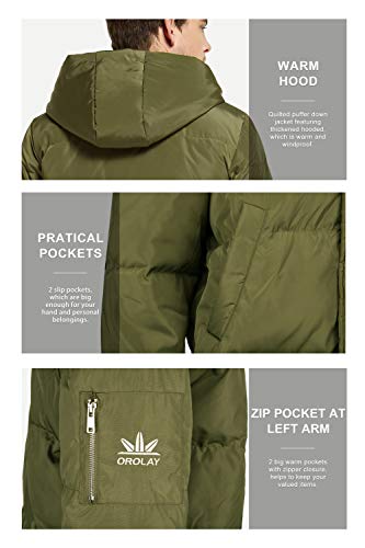 Orolay Hombre Chaqueta Gruesa Abrigo de Invierno cálido Armada Large