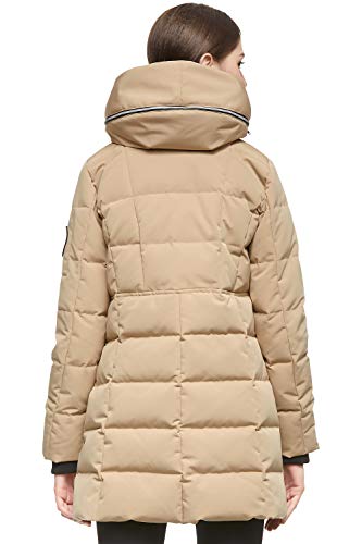 Orolay Mujer Chaqueta de Plumas con Capucha Abrigo Parka de Invierno Caqui X-Large