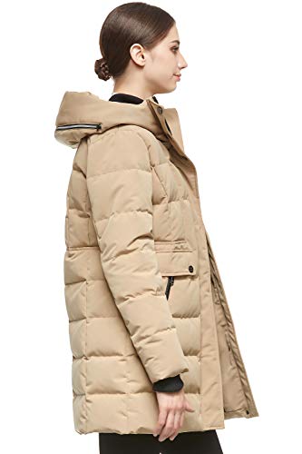 Orolay Mujer Chaqueta de Plumas con Capucha Abrigo Parka de Invierno Caqui X-Large
