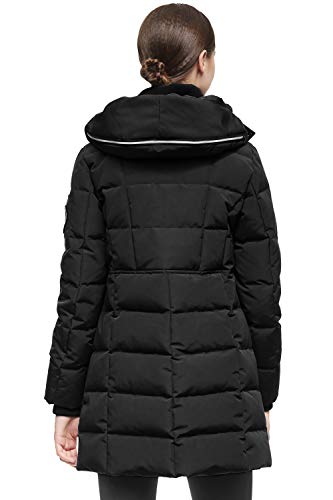 Orolay Mujer Chaqueta de Plumas con Capucha Abrigo Parka de Invierno Negro X-Small
