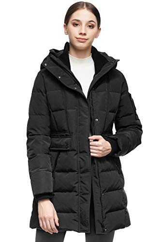 Orolay Mujer Chaqueta de Plumas con Capucha Abrigo Parka de Invierno Negro X-Small