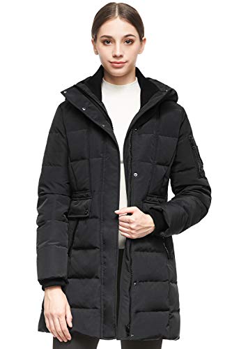 Orolay Mujer Chaqueta de Plumas con Capucha Abrigo Parka de Invierno Negro X-Small