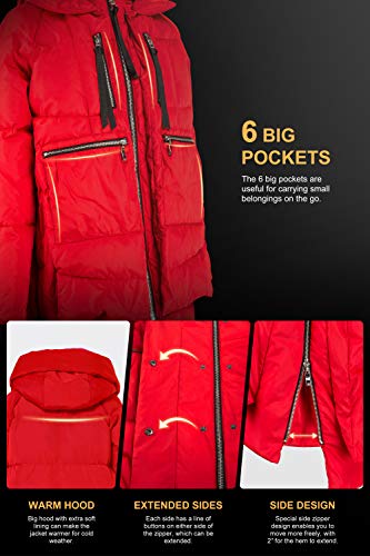 Orolay Mujer Chaqueta de Plumas Engrosada Rojo XX-Small