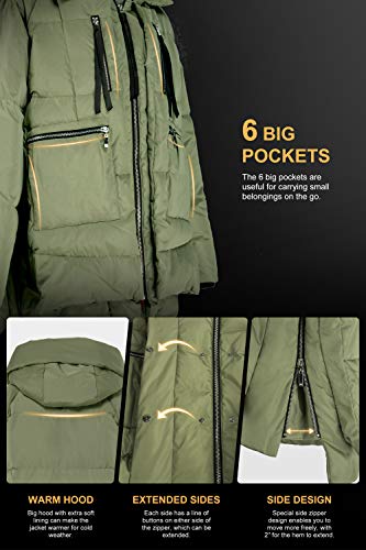 Orolay Mujer Chaqueta de Plumas Engrosada Verde Small