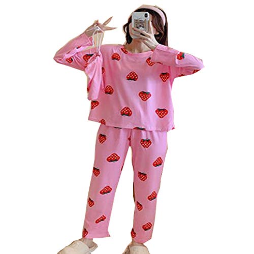 Otoño Invierno Casual Print Conjuntos de Pijamas para Mujer Dormir Cuello Redondo Manga Larga Top Pantalón Largo Conjunto de Pijamas Ropa de Dormir Conjuntos de Pijamas