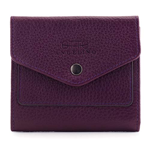 Otto Angelino - Cartera sobre de Cuero Genuino - Bloqueo de RFID – Unisex (Púrpura)