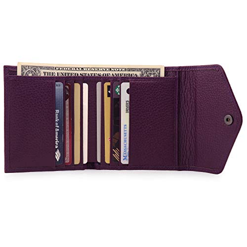 Otto Angelino - Cartera sobre de Cuero Genuino - Bloqueo de RFID – Unisex (Púrpura)