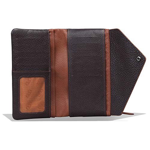 Otto Angelino - Cartera sobre de Cuero Genuino con Espacio para teléfono - Bloqueo de RFID - Unisex (Marrón Claro)