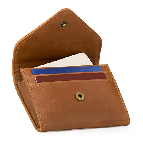 Otto Angelino - Monedero y Organizador de Tarjetas de crédito de Cuero - Bloqueo RFID - Unisex (Marrón Claro)