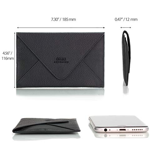 Otto Angelino Tarjetero de Cuero Genuino para Tarjetas de Crédito con Embrague - Cartera de Viaje con Estilo Sobre y Cierre Magnético-Múltiples Ranuras para el Dinero, Smartphone - Bloqueo de RFID