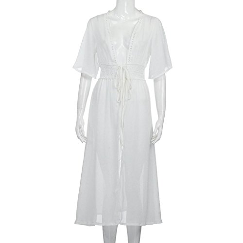 Overdose 2018 Traje De BañO Bikini Mujer Cubrir hasta Moda Vestido La Playa Encaje Bohemia (M, Blanco)