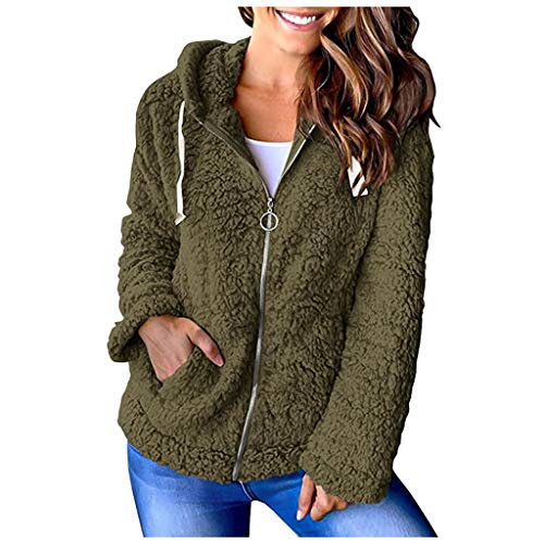 Overdose 2019 Nuevas Mujeres Chaqueta OtoñO Manga Larga Gruesa Sudadera con Cremallera Abierta Abrigo De Punto Capa Chaqueta De Invierno Abrigos Mujer Invierno Rebajas (Small, Verde)