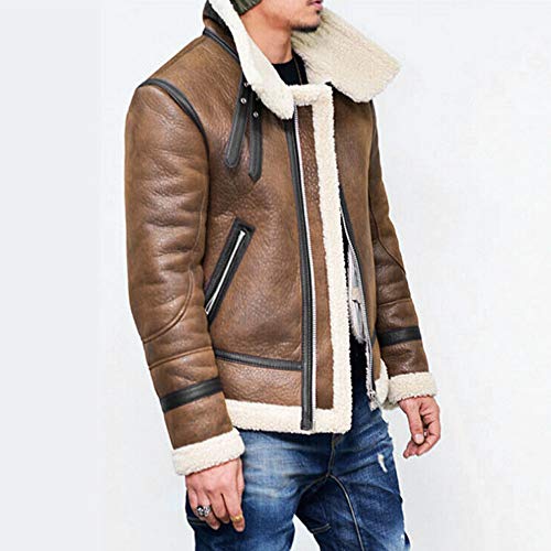 Overdose Abrigo De Invierno De Los Hombres Outercoat Warm Sexy Artificial De Piel Forro De Solapa De Cuero con Cremallera Abrigo OtoñO Gruesa Ocio Tops